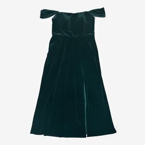 Jenny Yoo Collection Issa Column Gown Size 20 Emerald Green Stretch Velvet
